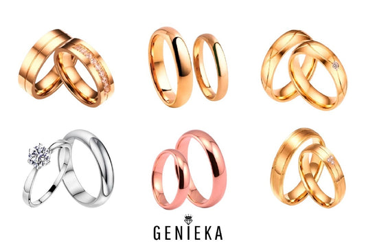 Aros de Matrimonio Genieka Bañado en Oro 18k Novios Bodas Alianzas Aniversario