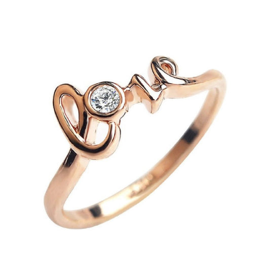 Anillo de Compromiso Love Bañado en Oro 18K Novia San Valentín