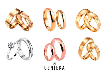 Aros de Matrimonio Genieka Bañado en Oro 18k Novios Bodas Alianzas Aniversario