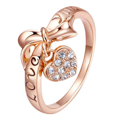 Anillo de Compromiso Love You Bañado Oro Rosa 18K Novia San Valentín