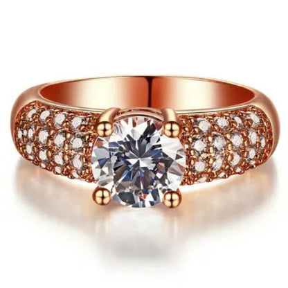 Anillo de Compromiso Shiny Deluxe Bañado en Oro 18K Novia San Valentin
