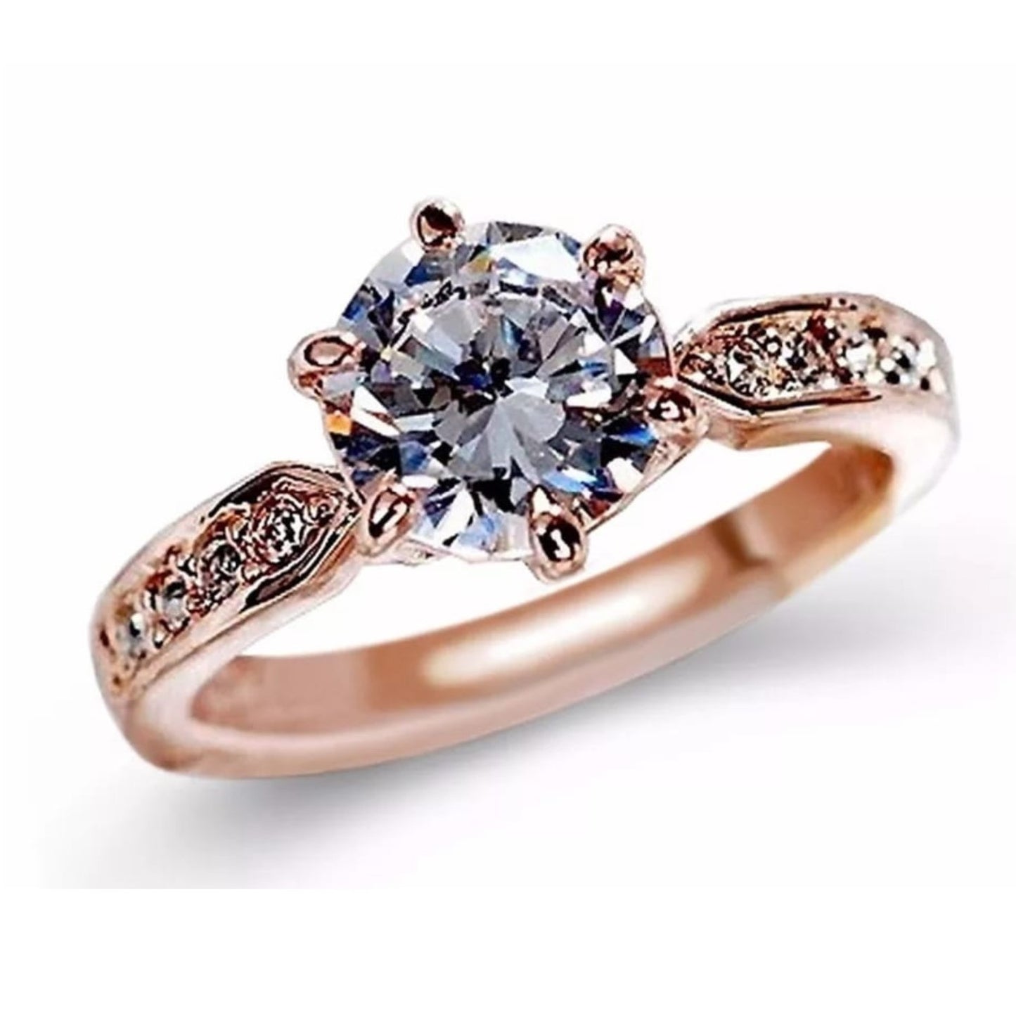 Anillo de Compromiso Imperial Deluxe Bañado en Oro 18K Novia San Valentín