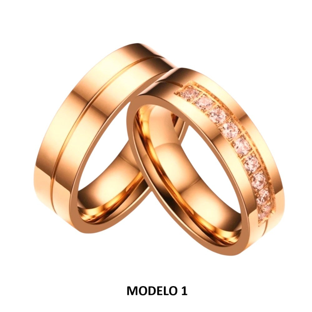 Aros de Matrimonio Genieka Bañado en Oro 18k Novios Bodas Alianzas Aniversario