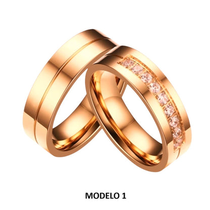 Aros de Matrimonio Genieka Bañado en Oro 18k Novios Bodas Alianzas Aniversario