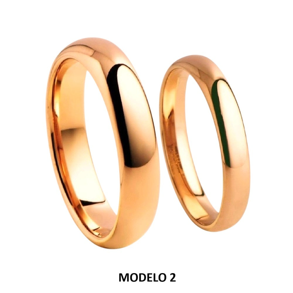 Aros de Matrimonio Genieka Bañado en Oro 18k Novios Bodas Alianzas Aniversario