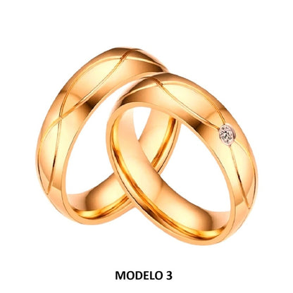 Aros de Matrimonio Genieka Bañado en Oro 18k Novios Bodas Alianzas Aniversario
