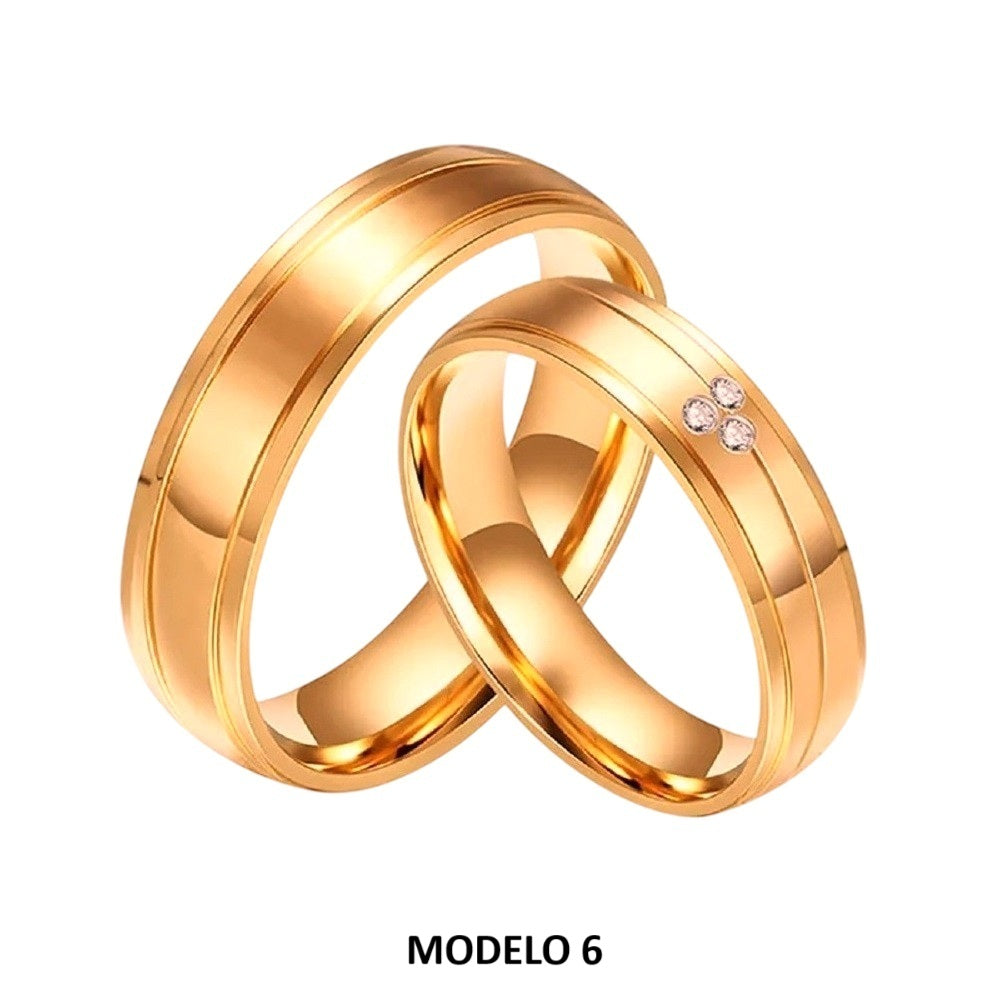 Aros de Matrimonio Genieka Bañado en Oro 18k Novios Bodas Alianzas Aniversario