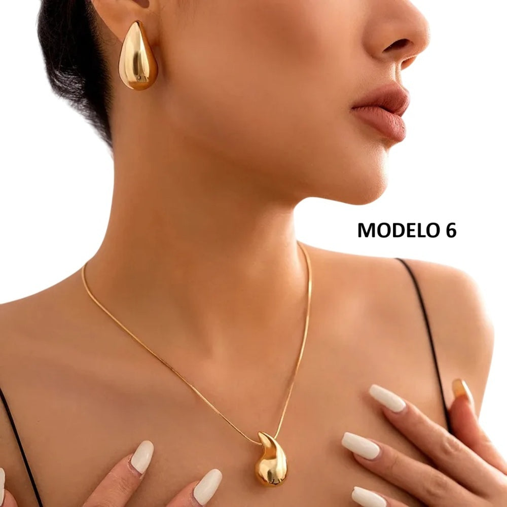Collares Bañado en Oro 18k y Set de Joyas Enamorada Novia San Valentín