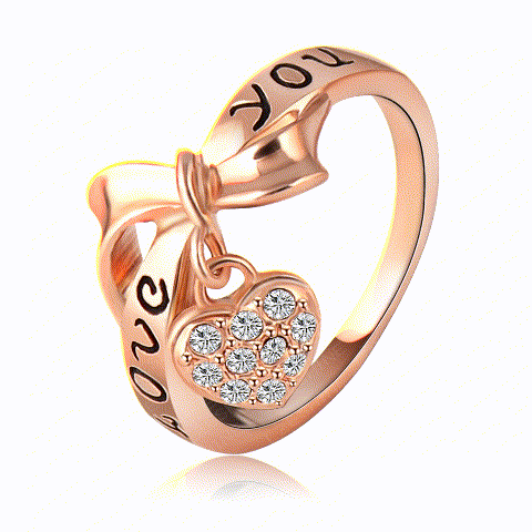 Anillo de Compromiso Love You Bañado Oro Rosa 18K Novia San Valentín