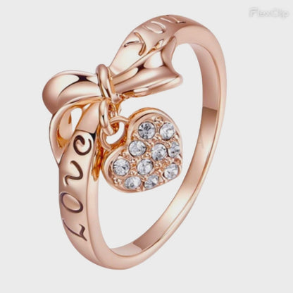 Anillo de Compromiso Love You Bañado Oro Rosa 18K Novia San Valentín
