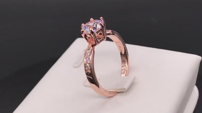 Anillo de Compromiso Imperial Deluxe Bañado en Oro 18K Novia San Valentín