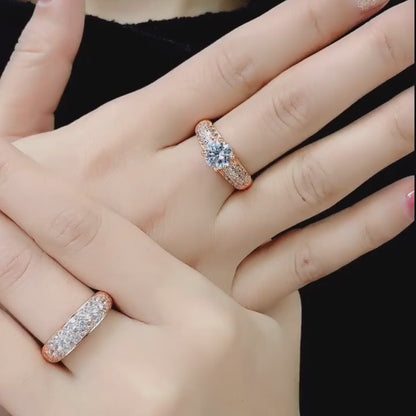 Anillo de Compromiso Shiny Deluxe Bañado en Oro 18K Novia San Valentin